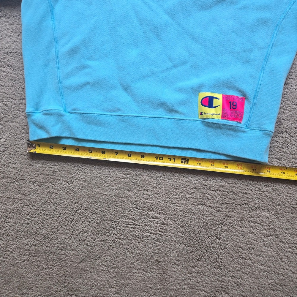 Champion Reverse Weave Sweatshirt Womens Small Blue Pink Chenille Script Logo - Picture 4 of 6